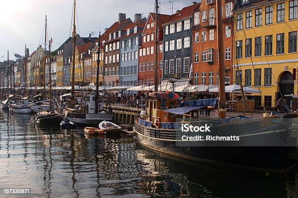 Copenhagen Boats And Restaurants Stock Photo - Download Image Now - Building Exterior, Capital Cities, Cheerful