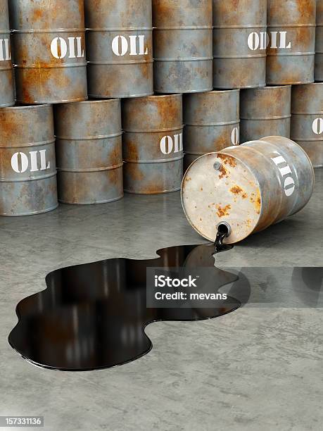 Wyciek Ropy Naftowej - zdjęcia stockowe i więcej obrazów Ropa naftowa - Ropa naftowa, Beczka - Zbiornik, Baryłka ropy naftowej