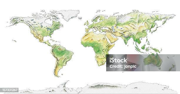 Topographical Map Of The World Water Colour Illustration Stock Illustration - Download Image Now