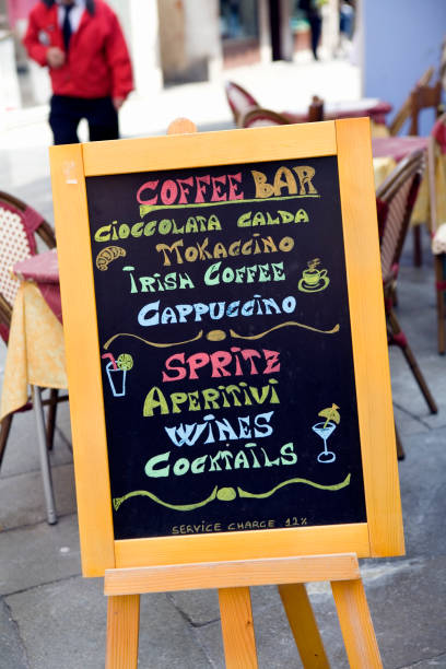 Italian Menu in Sidewalk Cafe, Venice, Italy