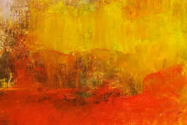 Photo of Abstract painted yellow and red art backgrounds.