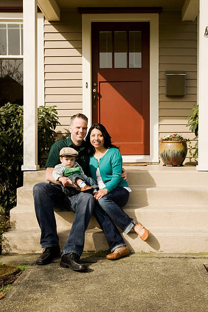 istock Happy Family at Home on Front Porch 157331524