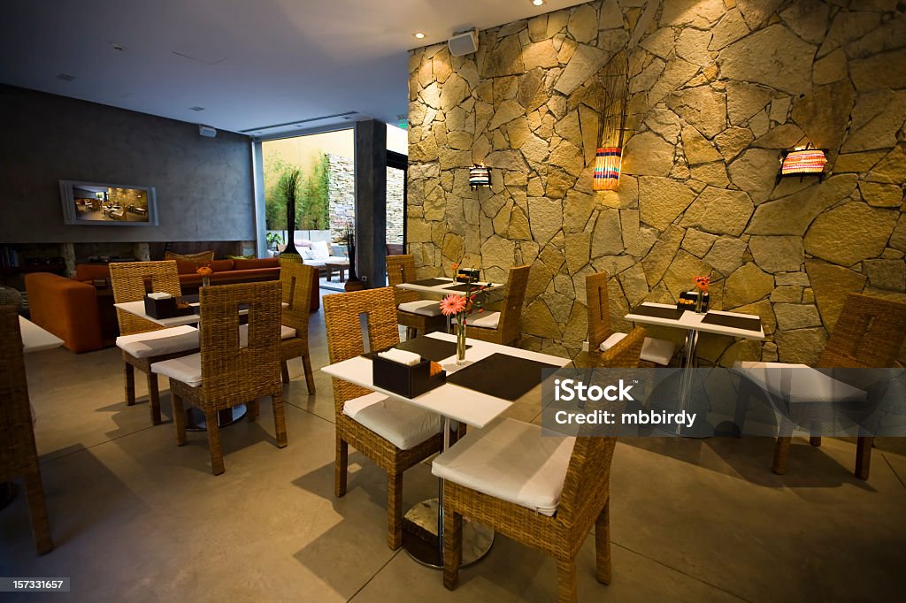 Restaurante del hotel de lujo, con lobby - Foto de stock de Hotel de lujo libre de derechos