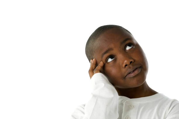 portrait Asian boy on isolated white background