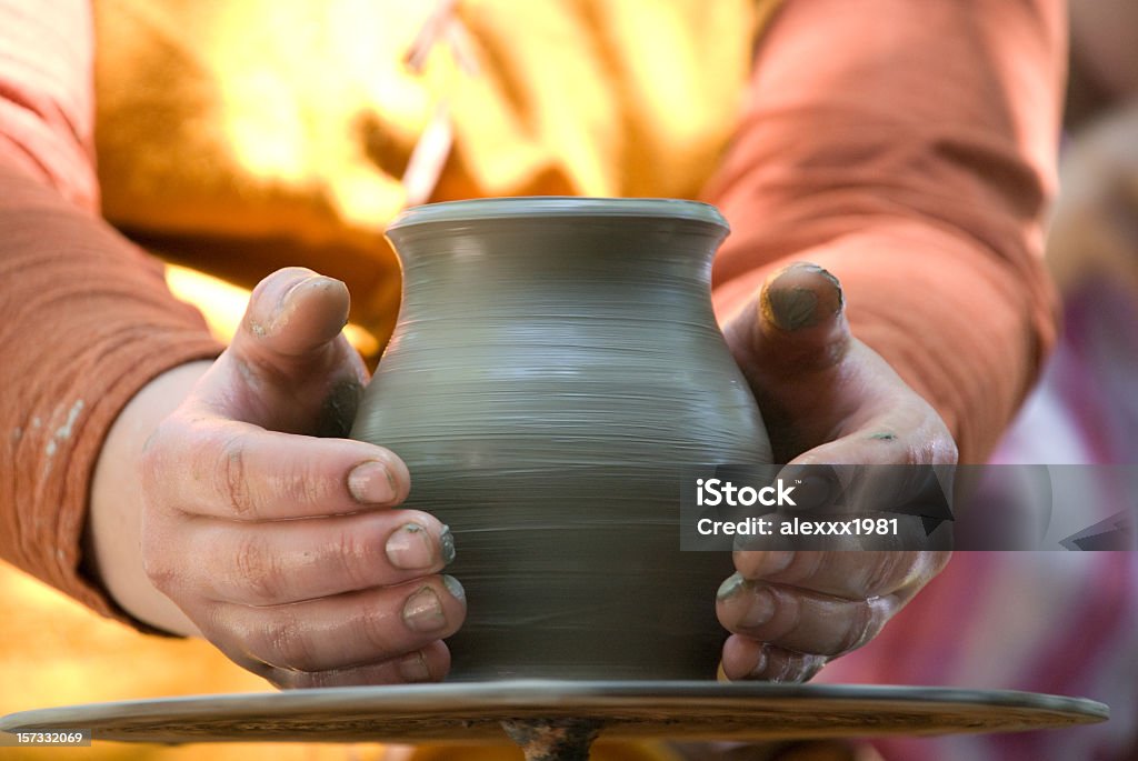 potter makes a jug out of clay  Clay Stock Photo
