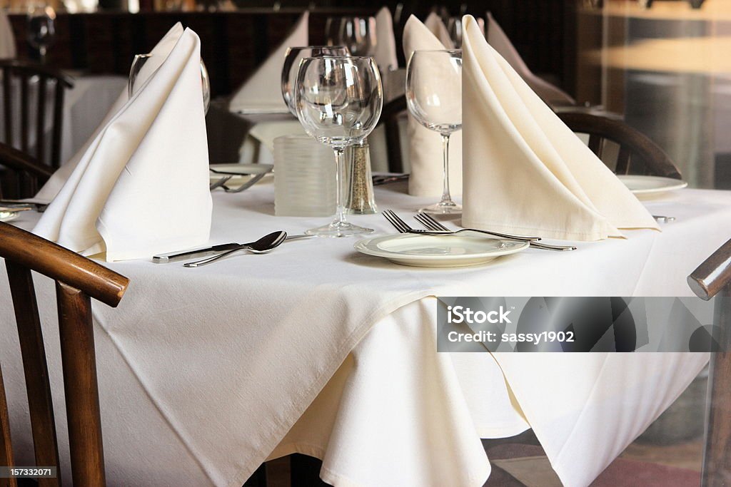 Linens Table Setting Restaurant Table Setting Linens Glasses Silverware Stock Photo ...