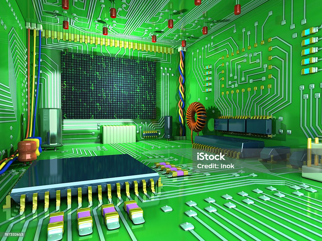 Cyber Zimmer - Lizenzfrei Computerkabel Stock-Foto