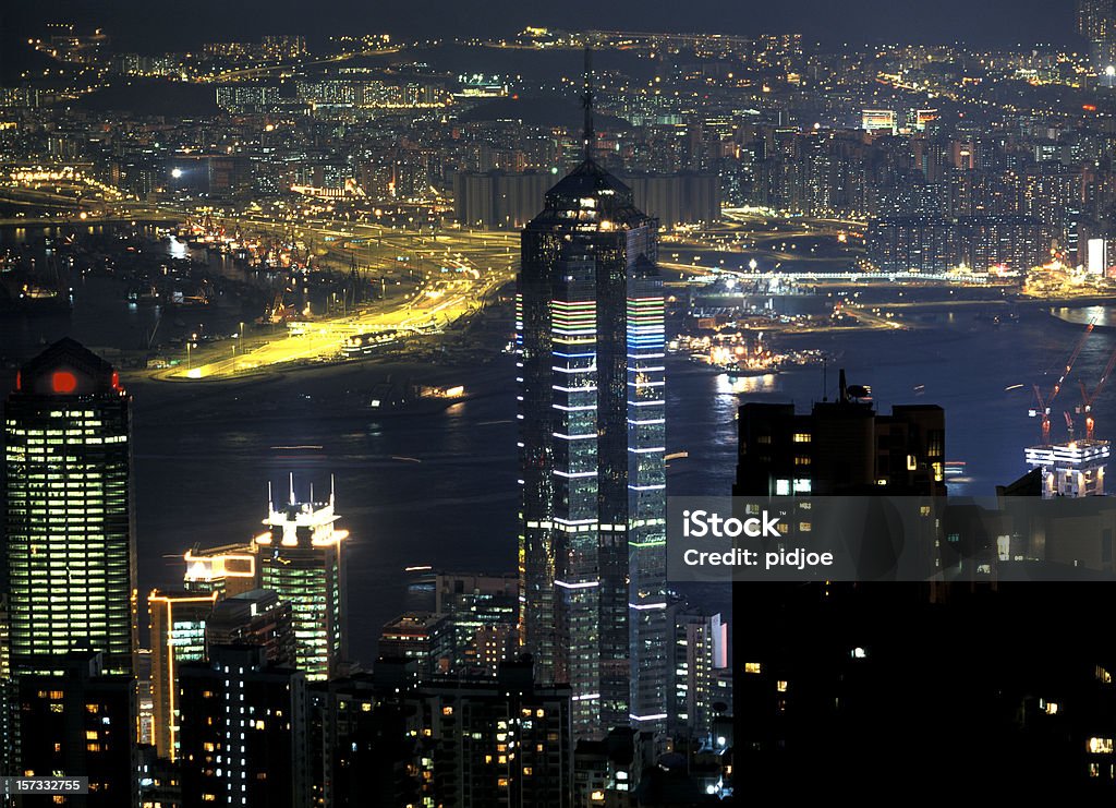 Hong Kong by night view on Hong Kong by night from Victoria Peak Chinese Culture Stock Photo