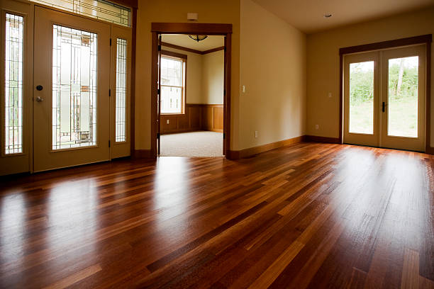 istock Custom home interior with beautiful warm wood floors 157332889