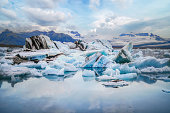 Jokulsarlon in Iceland. Glacier in ocean