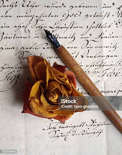 Vecchia Lettera - Fotografie stock e altre immagini di Antico - Vecchio stile - Antico - Vecchio stile, Arancione, Calligrafia