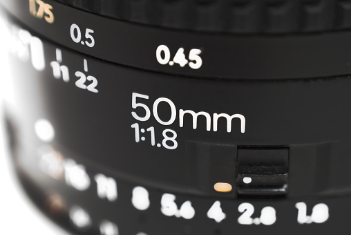 High key close-up of a 50mm 1:18 lens. A staple of most photographer's kit.