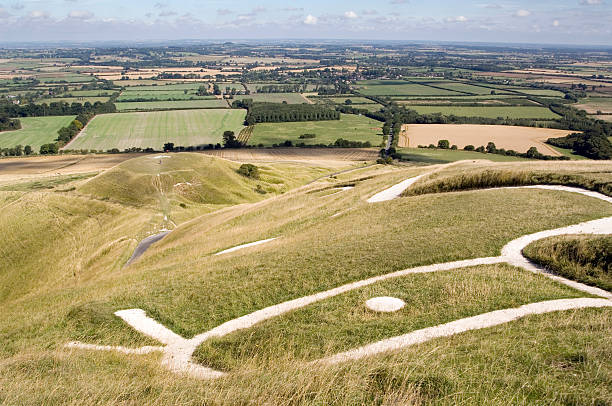 Prehistoric Uffington White Horse, England  uffington horse stock pictures, royalty-free photos & images