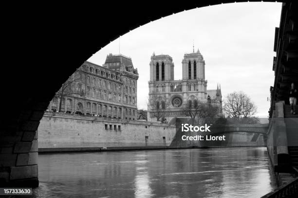 Notredame De Paris - Fotografias de stock e mais imagens de Preto e Branco - Preto e Branco, Paris - França, Arquitetura