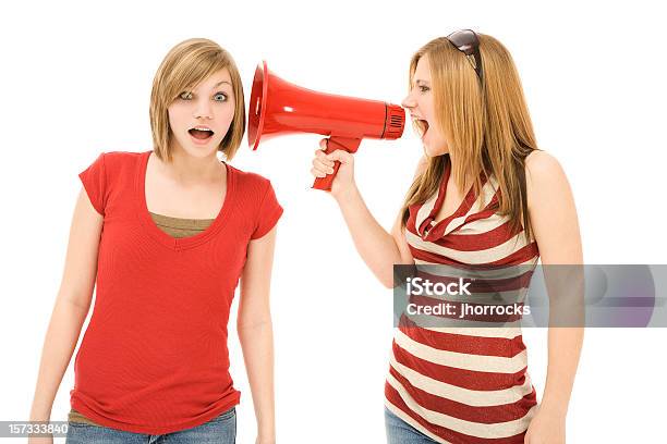 Can You Hear Me Now Stock Photo - Download Image Now - Megaphone, Two People, Anger