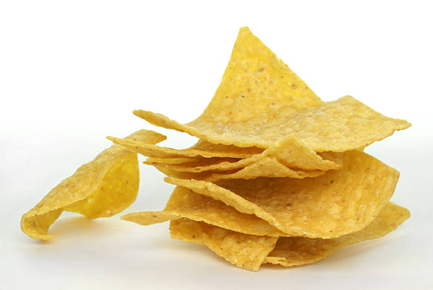 stack of corn chips stock photo
