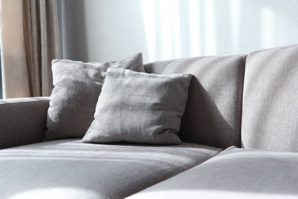 istock modern grey sofa with pillows in living room at home 1573341079
