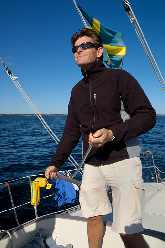 Sailing in the archipelago of Stockholm, Sweden. 