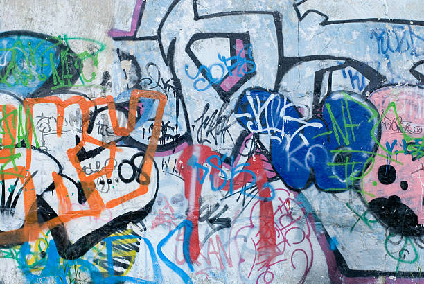 Colorful graffiti on a cement wall graffiti mural photos stock pictures, royalty-free photos & images