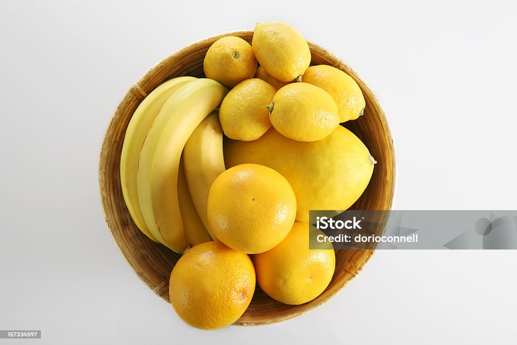 yellow fruit basket fruit basket, isolated Banana Stock Photo