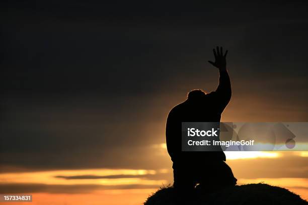 Silhouette Of A Man Seeking God Stock Photo - Download Image Now - Praying, Love - Emotion, Passion