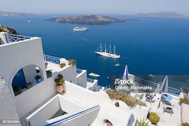 Santorini Stock Photo - Download Image Now - Yacht, Cruise - Vacation, Santorini