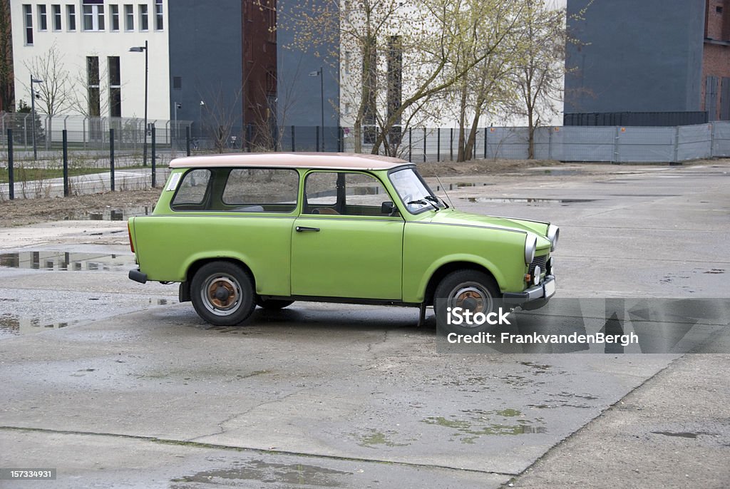 East German Trabbi Old car from the former DDR (East Germany). Parking Lot Stock Photo