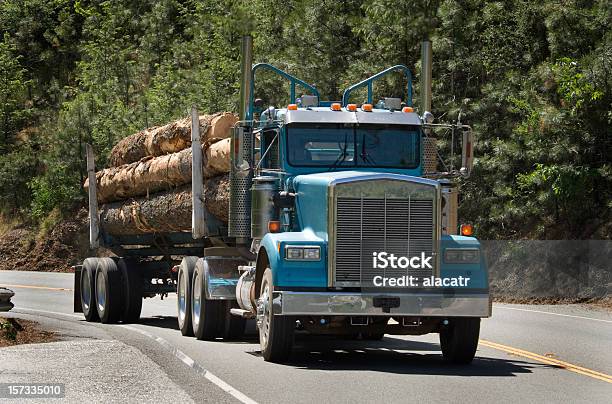 Camion Di Log - Fotografie stock e altre immagini di Industria forestale - Industria forestale, Camion articolato, Composizione orizzontale