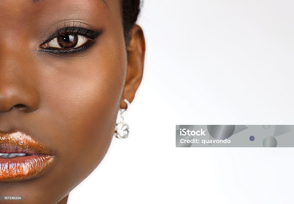 African American Beauty Portrait auf weißen Textfreiraum - Lizenzfrei Kajalschminke Stock-Foto