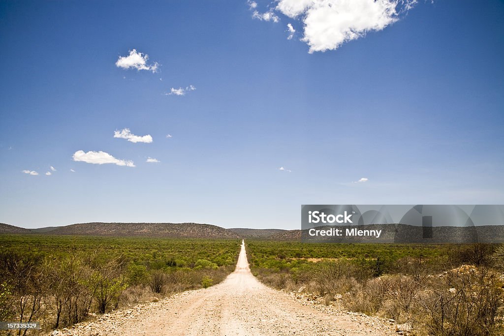 Infinitas Estrada de cascalho para a linha do horizonte - Royalty-free Namíbia Foto de stock