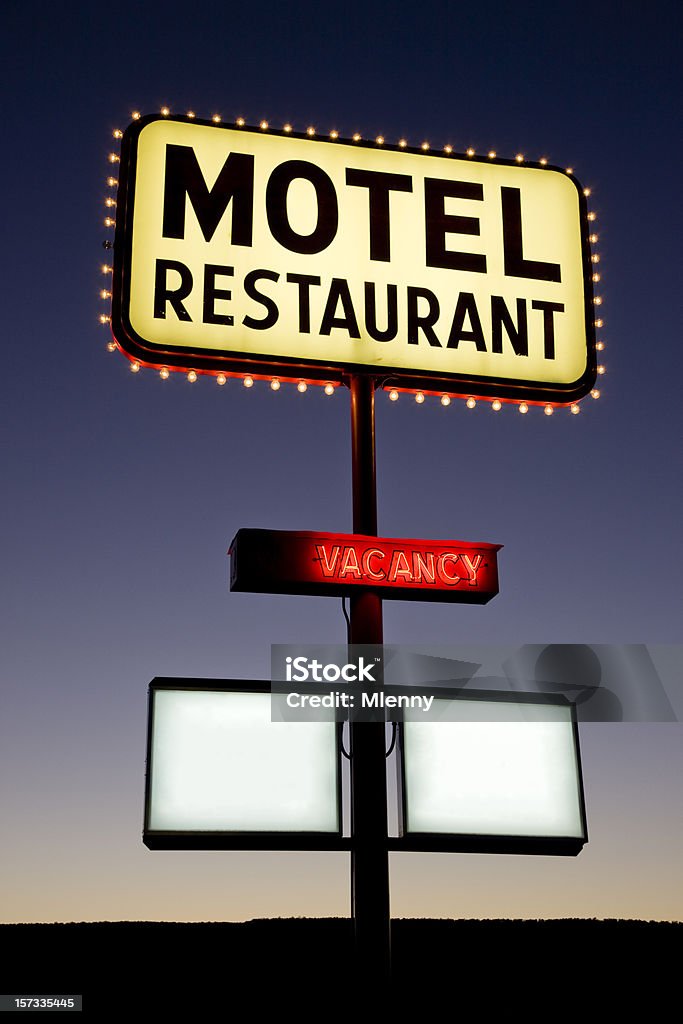 Motel ristorante di crepuscolo Nevada, Stati Uniti - Foto stock royalty-free di Albergo