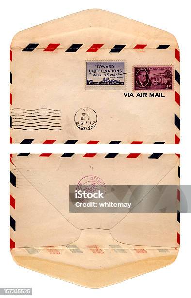 Foto de Ocorreu Envelope De Eua 1945 e mais fotos de stock de Selo Postal - Selo Postal, Antigo, Envelope