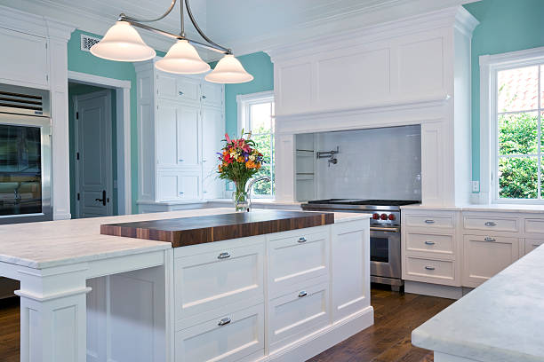 istock Beautiful Custom Built Kitchen with Island in Estate Home 157335992