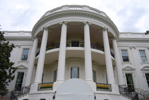 White House balcony facing the White House Garden, DC, USA.