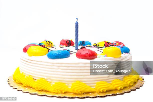 Cake Candle Stock Photo - Download Image Now - Birthday Cake, No People, White Color