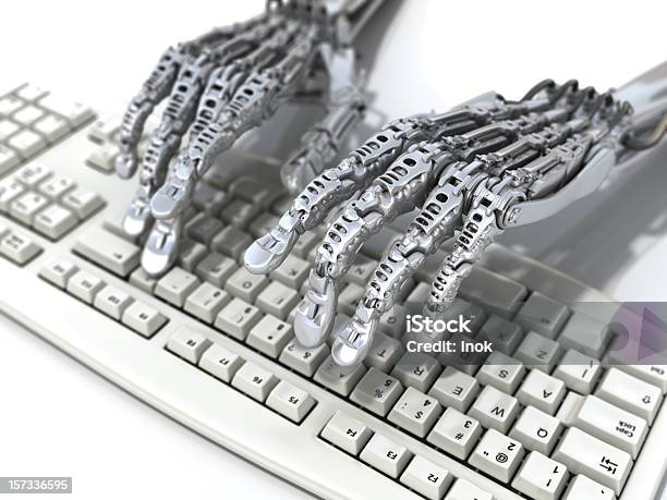 Steel Cyborg Hands Stock Photo - Download Image Now - Desktop PC, Three Dimensional, Awe