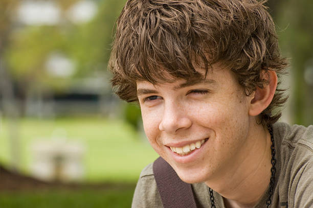 Teenage Boy Student With Big Smile stock photo