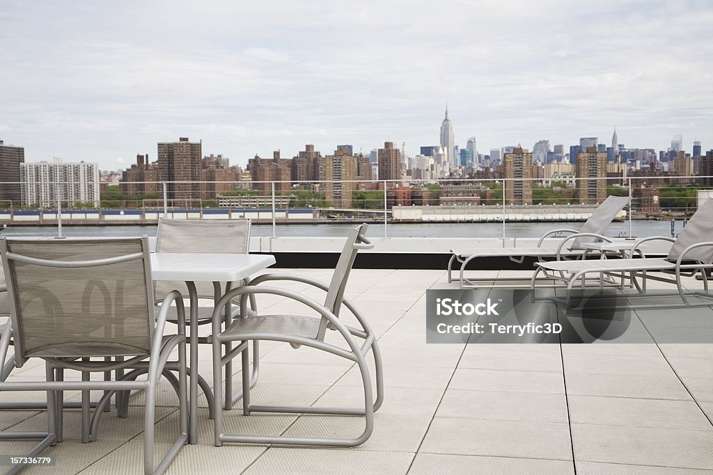 Rooftop Patio Terrace Overlooking New York City  Rooftop Stock Photo
