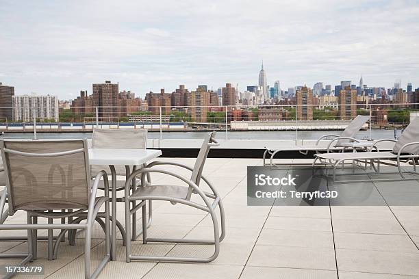 Rooftop Patio Terrace Overlooking New York City Stock Photo - Download Image Now - Rooftop, New York City, Apartment