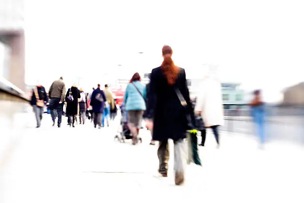 Photo of Abstract blurred high-key bleached shoppers on the urban London streets