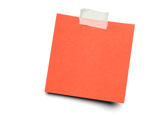 naranja aislado postit nota - sheet adhesive note paper note pad fotografías e imágenes de stock