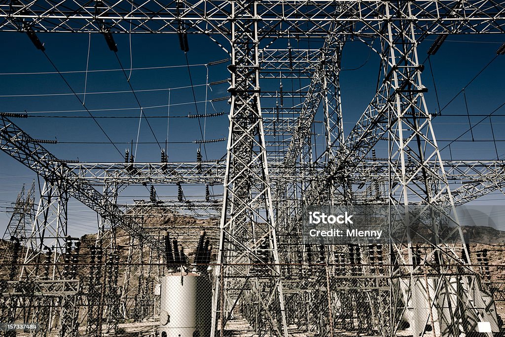 Electricity Power Station Series I Electricity Power Station. Architectual Detail.Edited, Masked and Burnt. Electricity Industry Concept Series. Architecture Stock Photo