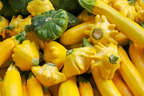 Assorted summer squash at the farmer's market Yellow Squash stock pictures, royalty-free photos & images