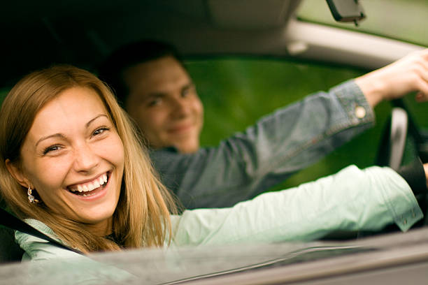 istock Happy couple in new car 157338823
