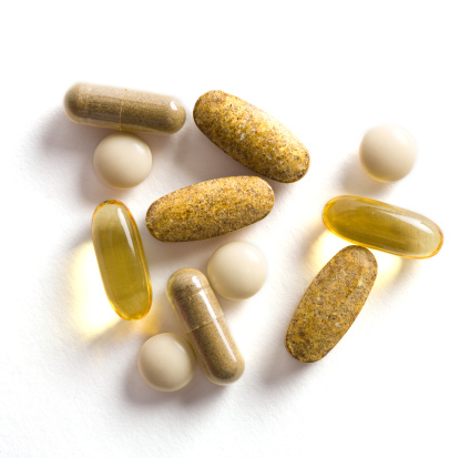 An assortment of pills and vitamins.
