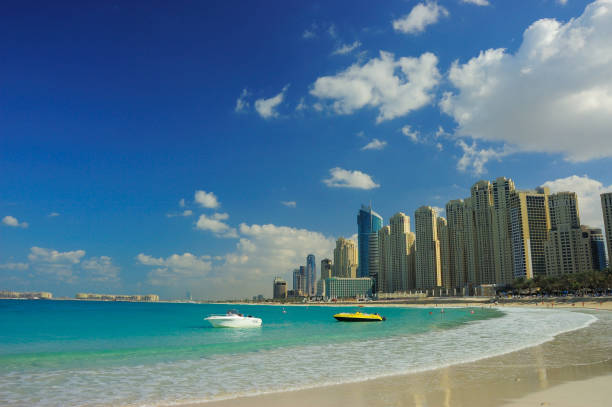 A view to Dubai Marina from the beach.