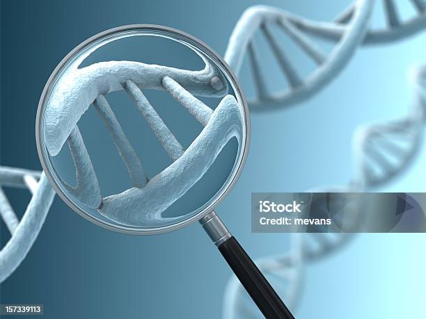 Vista De Perto De Dna Strand - Fotografias de stock e mais imagens de ADN - ADN, Lupa - Equipamento Ótico, Espiral