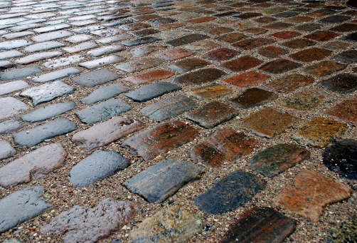 Wet cobblestones