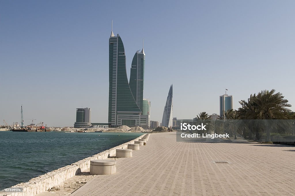 Bahrain financeiro de frente para o mar e o porto - Foto de stock de Barein royalty-free
