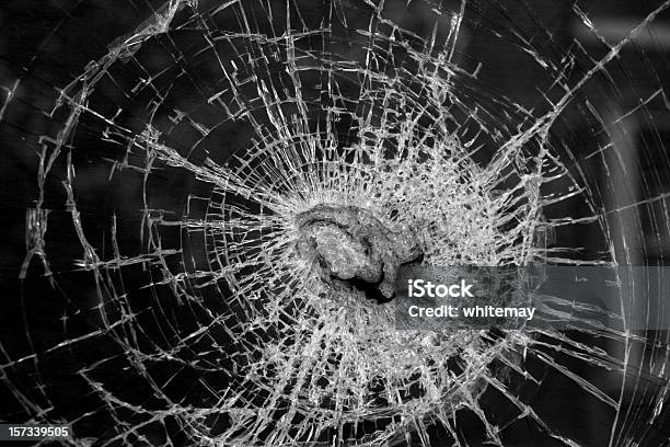 Broken Windowpane Stock Photo - Download Image Now - Breaking, Broken, Window